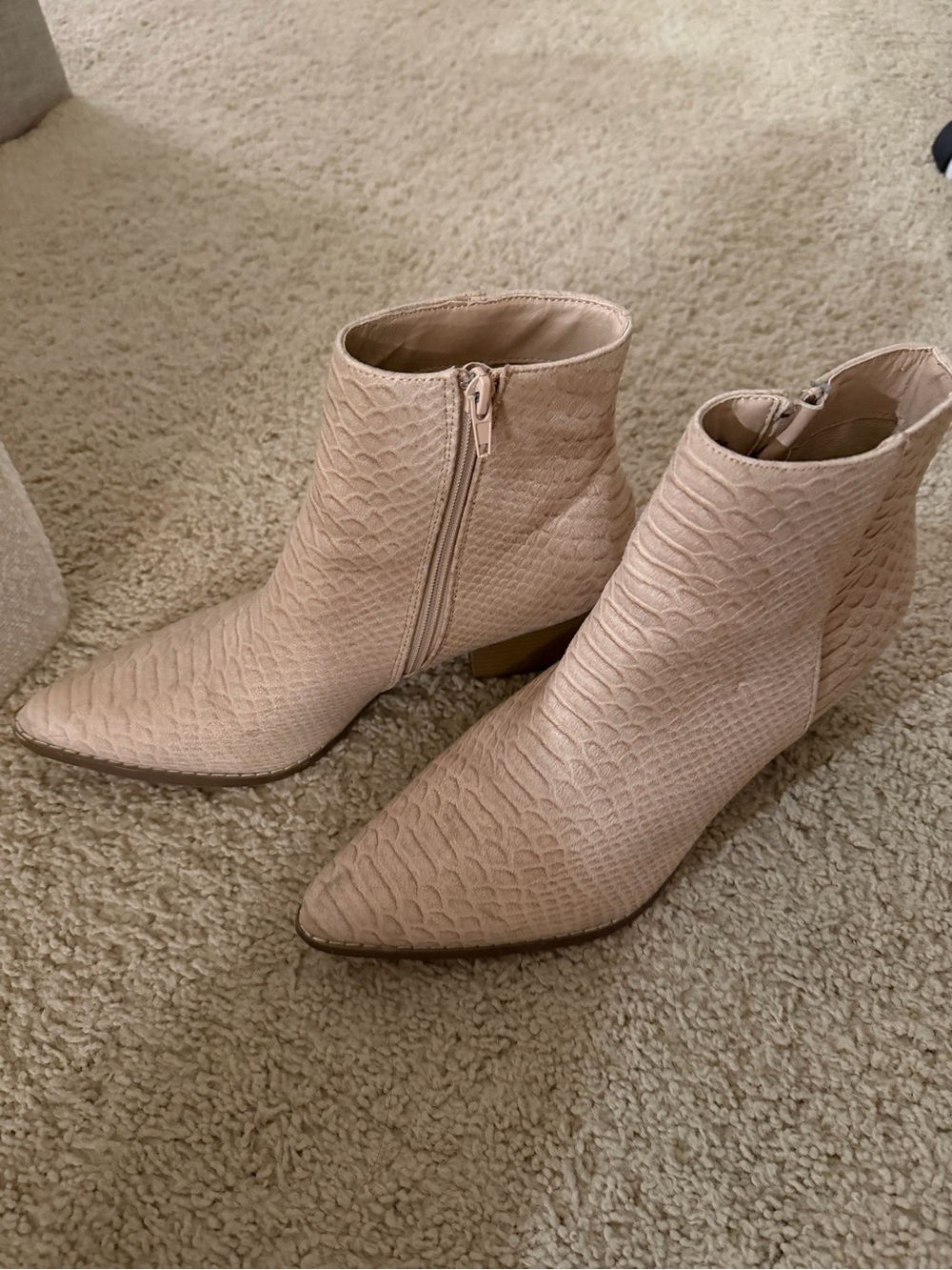 Coconuts by Matisse Blush Textured Pointed Ankle Booties